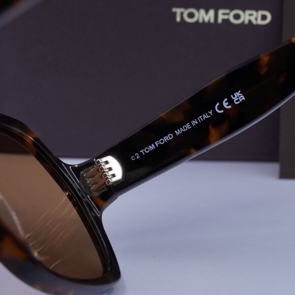 Tom Ford FT1221 52E Saffron Square Sunglasses - Dark Havana\Brown - Picture 8 of 10